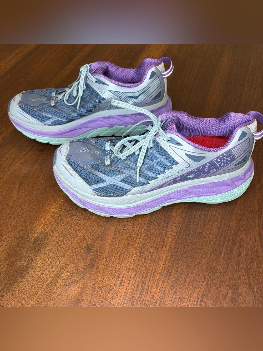 HOKA ONE ONE Stinson ATR 4 Women’s Running sz 8.5 Purple/Gray Mesh Tradewinds